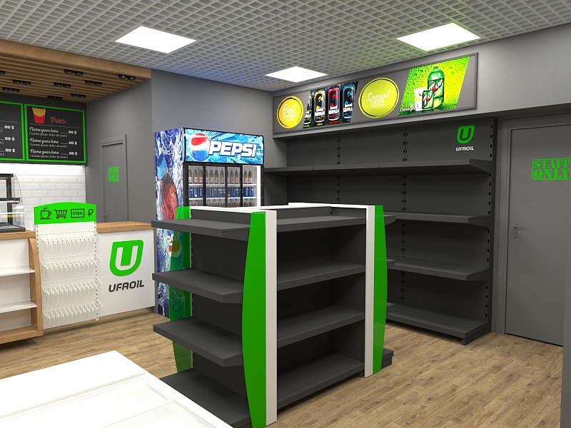 Дизайнеры компании «ЛоКоС» разработали оформление магазина АЗС «Уфа Ойл»